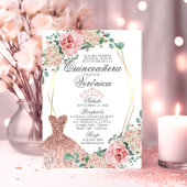 Elegant Waterverf Pink Spain Quinceañera Quince Kaart