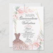 Elegant Waterverf Pink Spain Quinceañera Quince Kaart (Voorkant)