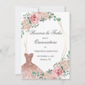 Elegant Waterverf Pink Spain Quinceañera Quince Save The Date (Voorkant)
