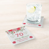 Elegant Waterverf Pink Spring Flowers Birthday Glazen Onderzetter (Schuin)