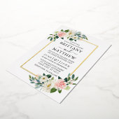 Elegant Waterverf Pink White Floral Weddenschap Go Folie Uitnodiging (Gedraaid)