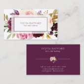 Elegant Waterverf Plum Paars Floral Visitekaartje (Voorkant / Achterkant)