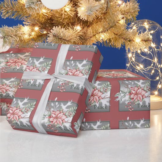 Elegant waterverf poinsettia, aangepast kerstmis cadeaupapier (Feestdagen)