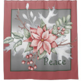 Elegant waterverf poinsettia, aangepast kerstmis douchegordijn (Voorkant)