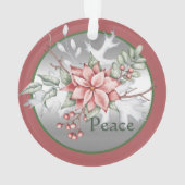 Elegant waterverf poinsettia, aangepast kerstmis ornament (achterkant)