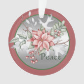 Elegant waterverf poinsettia, aangepast kerstmis ornament (voorkant)