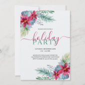 Elegant Waterverf Poinsettia Holiday Partij Kaart (Voorkant)