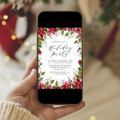 Elegant Waterverf Poinsettia Holiday Partij Kaart