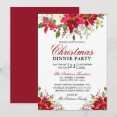 Elegant Waterverf Poinsettia Kerstfeest Rood Kaart (Voorkant / Achterkant)