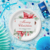 Elegant Waterverf Poinsettia Kerstfeestdag Papieren Bordje (Feest)