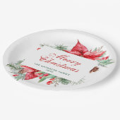 Elegant Waterverf Poinsettia Kerstfeestdag Papieren Bordje (Gekanteld)