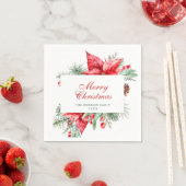 Elegant Waterverf Poinsettia Kerstfeestdag Servet (Insitu)