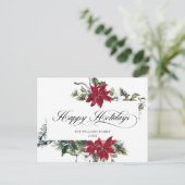 Elegant Waterverf Poinsettia kerstgroet Feestdagenkaart (Staand voorkant)