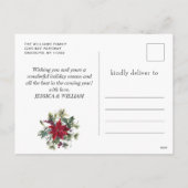 Elegant Waterverf Poinsettia kerstgroet Feestdagenkaart (Achterkant)