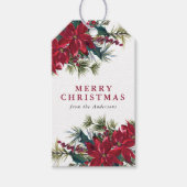 Elegant Waterverf Poinsettia Kerstmis Cadeaulabel (Voorkant)