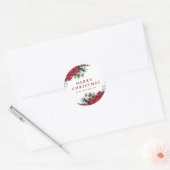 Elegant Waterverf Poinsettia Merry Kerstmis Ronde Sticker (Envelop)