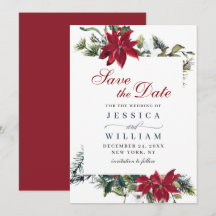 Elegant Waterverf Poinsettia Pine Branch Wedding