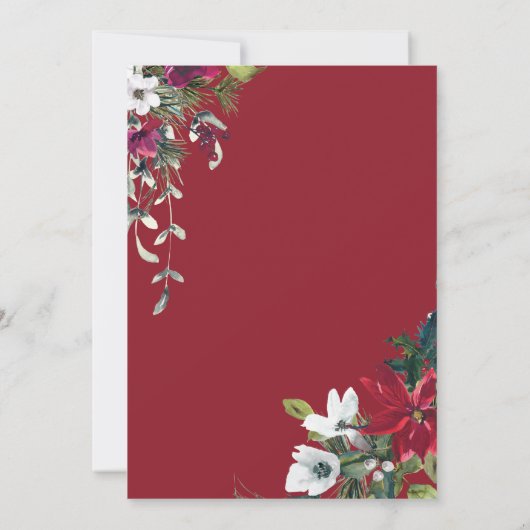 Elegant Waterverf Poinsettia Pine Branch Wedding Save The Date (Achterkant)