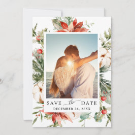 Elegant Waterverf Poinsettia Pine Branch Wedding Save The Date