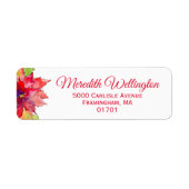 Elegant Waterverf Poinsettia Red Return Address Etiket (Voorkant)