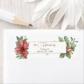 Elegant Waterverf Poinsettias & Holly Etiket (Insitu)