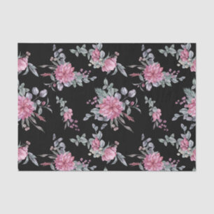 Elegant Waterverf Poinsettias op zwarte achtergron Tissuepapier