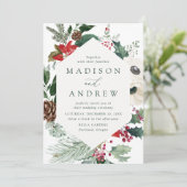 Elegant Waterverf Poinsettias Winter Wedding Kaart (Staand voorkant)