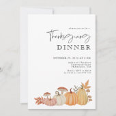 Elegant Waterverf Pompoen Thanksgiving Diner Kaart (Voorkant)