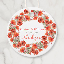 Elegant Waterverf Poppies - Weddenschap Hartelijk  Bedankjes Labels