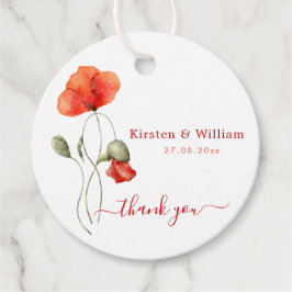 Elegant Waterverf Poppies - Weddenschap Hartelijk  Bedankjes Labels