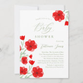 Elegant Waterverf Poppy Floral Baby shower Kaart (Voorkant)