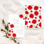 Elegant Waterverf Poppy Floral Baby shower Kaart
