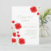 Elegant Waterverf Poppy Floral Engagement Party Kaart (Staand voorkant)
