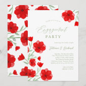 Elegant Waterverf Poppy Floral Engagement Party Kaart (Voorkant / Achterkant)