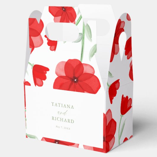 Elegant Waterverf Poppy Floral Pattern Wedding Bedankdoosjes (Geopend)