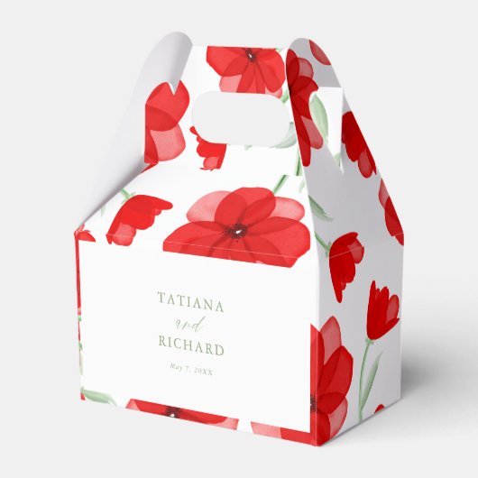 Elegant Waterverf Poppy Floral Pattern Wedding Bedankdoosjes (Voorkant Zijde)