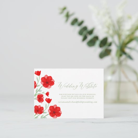 Elegant Waterverf Poppy Floral QR Code Website Informatiekaartje (Staand voorkant)