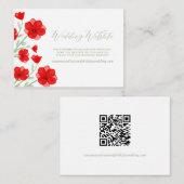Elegant Waterverf Poppy Floral QR Code Website Informatiekaartje (Voorkant / Achterkant)
