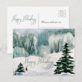 Elegant Waterverf Prettige feestdagen Winter Holid Briefkaart (Voorkant / Achterkant)