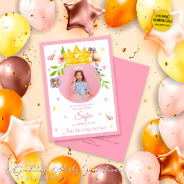 Elegant Waterverf Princess Photo Birthday Party Kaart