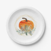 Elegant Waterverf Pumpkin Papieren Bordje (Voorkant)