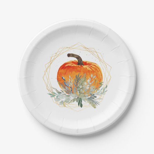 Elegant Waterverf Pumpkin Papieren Bordje (Voorkant)