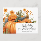 Elegant Waterverf Pumpkin Thanksgiving Feestdagenkaart (Voorkant)