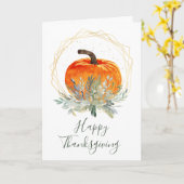 Elegant Waterverf Pumpkin Thanksgiving Kaart (Gele Bloem)