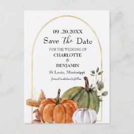 Elegant waterverf Pumpkin Wedding Save the Date Aankondigingskaart