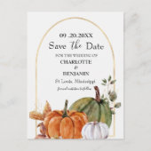 Elegant waterverf Pumpkin Wedding Save the Date Aankondigingskaart (Voorkant)