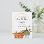 Elegant waterverf Pumpkin Wedding Save the Date Aankondigingskaart (Staand voorkant)