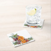 Elegant Waterverf Pumpkins Autumn Foliage Flowers Kartonnen Onderzetters (Insitu)