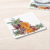 Elegant Waterverf Pumpkins Autumn Foliage Flowers Kartonnen Onderzetters (Schuin)