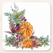 Elegant Waterverf Pumpkins Autumn Foliage Flowers Kartonnen Onderzetters (Voorkant)